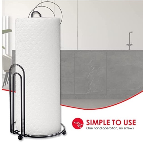 Home Basics Minimalist Wire Paper Towel Holder Dispenser Stand Black Set of 2 . - Picture 5 of 12